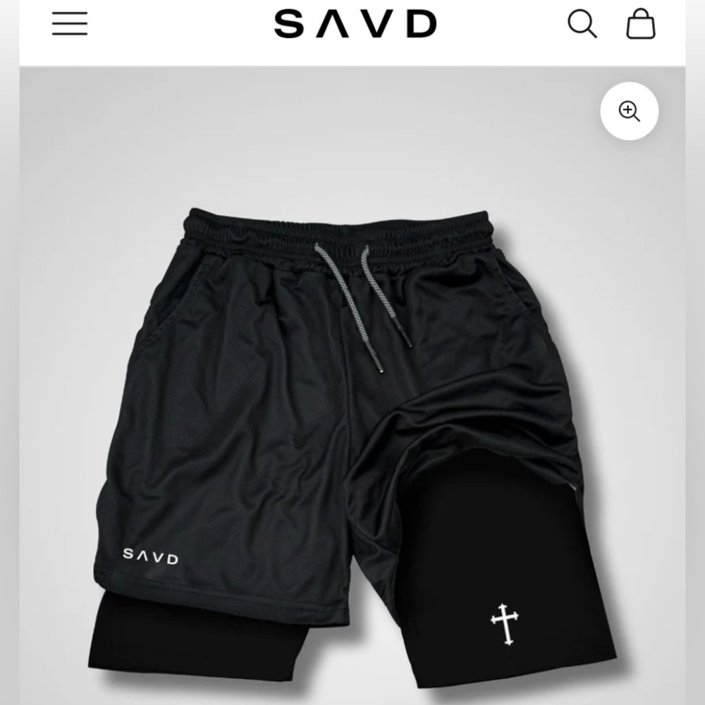 Men's Black Athletic Shorts with Cross Design